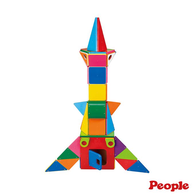日本 People - 益智磁性積木BASIC系列-平面積木豪華組(附吸附板)(1歲6個月以上~ )