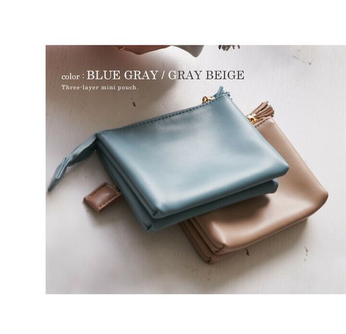 日本 LIZDAYS - 三層式收納力流蘇化妝包-淺灰