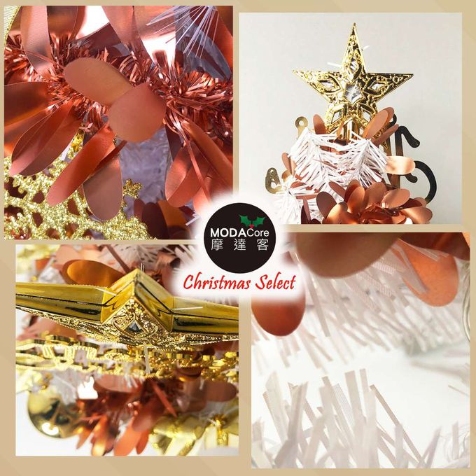 MODACore 摩達客 - 摩達客耶誕-2尺/2呎(60cm)特仕幸福型裝飾白色聖誕樹 (香檳雙金系全套飾品)超值組不含燈/本島免運費