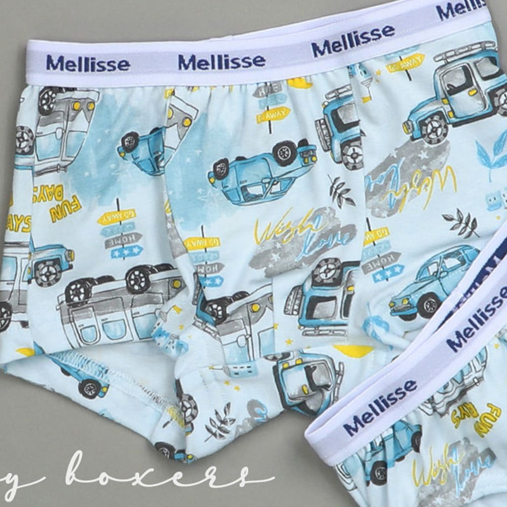 韓國 Mellisse - 純棉四角褲(男寶)-夜光車車