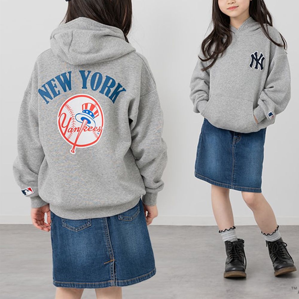 MLB聯名 裏毛連帽長袖上衣-紐約洋基-灰