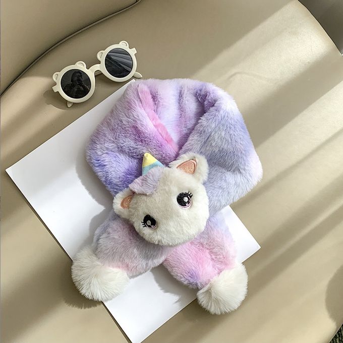 Love, Charlotte - 漸層紫立體獨角獸仿兔毛圍巾-兒童圍巾