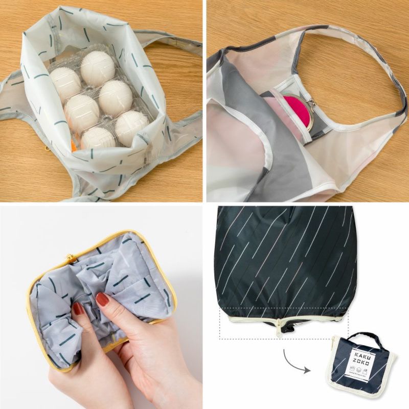 日本 IROHA - 可摺疊收納 寬底便利環保購物袋-設計款-貓咪時光 (SS(18x38x10cm))-容量4L/耐重6KG