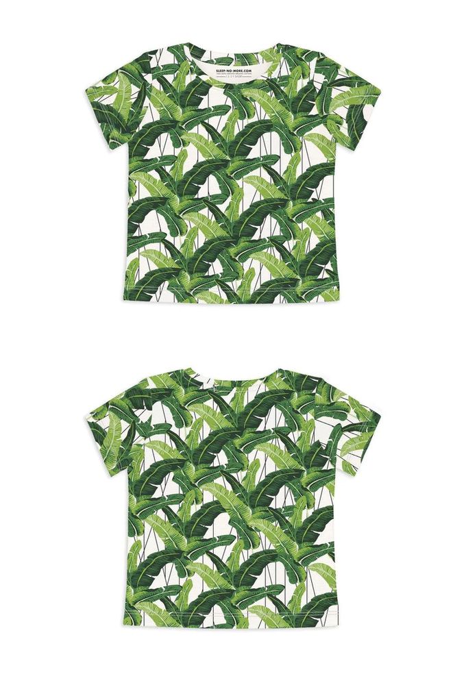 英國 SLEEP NO MORE - 100% 有機棉兒童短袖上衣-綠葉