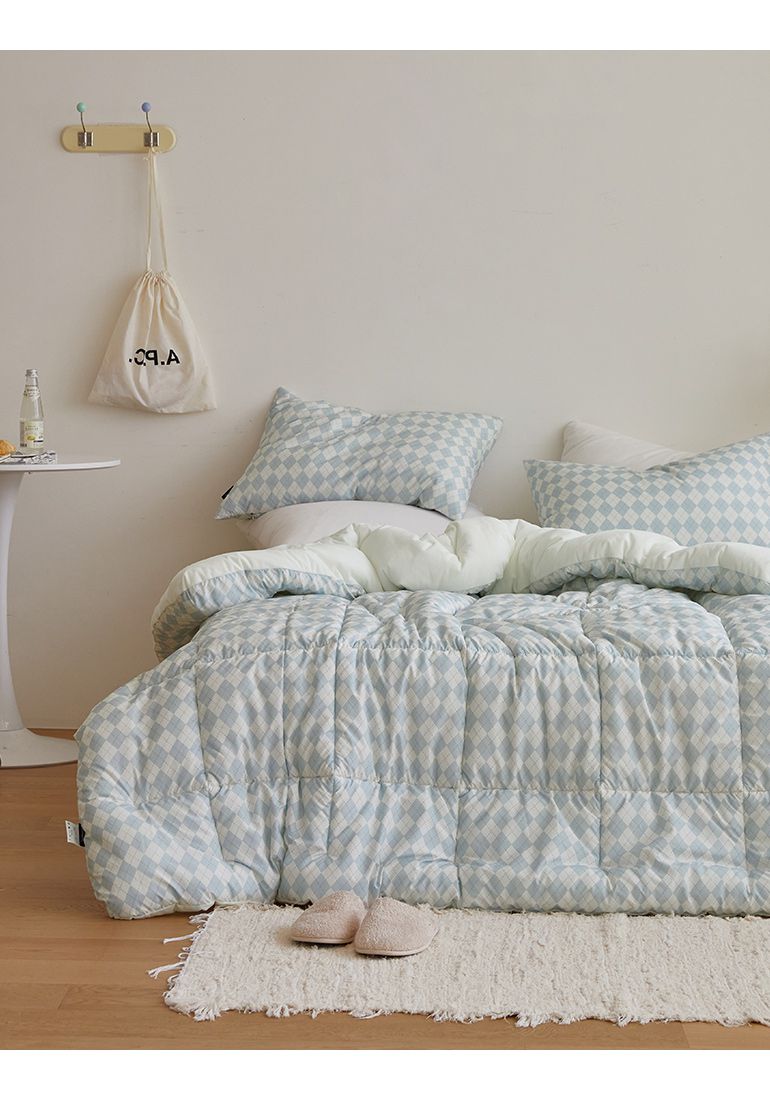 韓國 Maatila - 可水洗M2全方位抗菌防蟎棉被(冬被)-米藍菱形紋