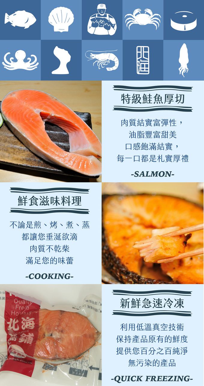 北海漁鋪 - 特級鮭魚厚切300-350g/包