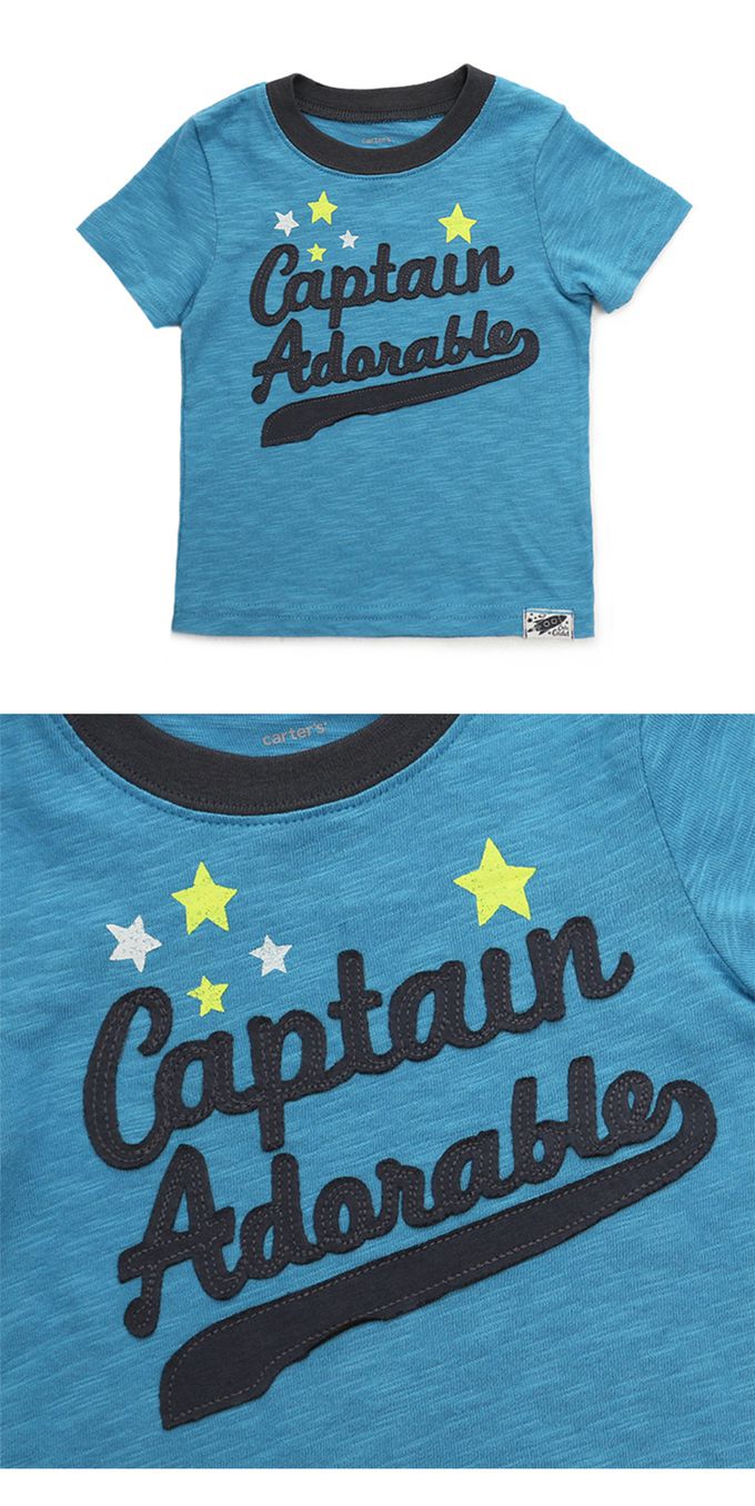 美國 Carter's - 星星英文字母貼布短袖上衣