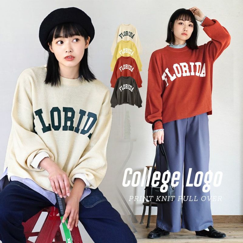 日本 zootie - 美式英文圓領澎袖輕薄針織長袖上衣-紅