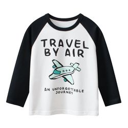 27KIDS - 純棉長袖上衣-空中旅程-米白/黑