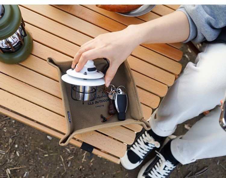 CLS - 便攜式折疊方形收納盤-深咖啡色 (M(17x17x2.5cm))