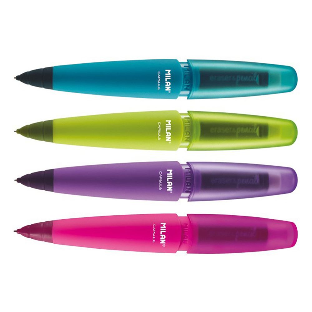 MILAN - 果凍自動鉛筆_0.7(2入)+0.7筆芯2B(1入)-蜜桃紅/湖水藍