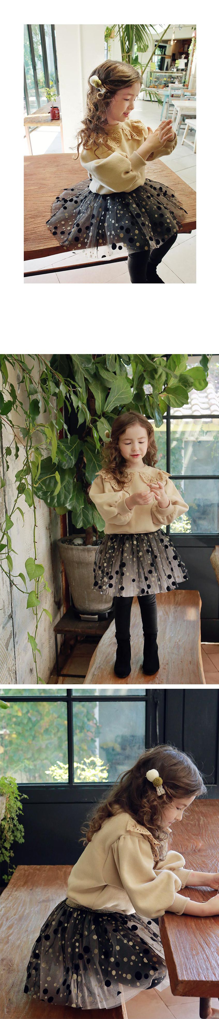 韓國 PuellaFLO - 大小波點網紗褲裙-黑