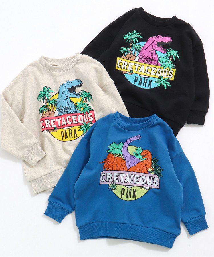 日本 BREEZE - 白堊紀公園純棉裏毛長袖上衣-黑