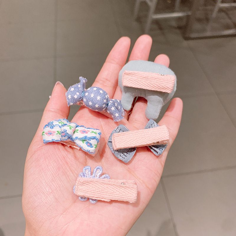 粉嫩色系寶寶髮夾5件組-橘色蘑菇