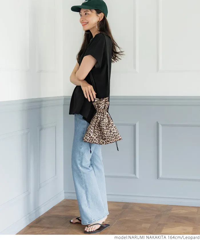 日本 COCA - 時尚豹紋抽繩束口包