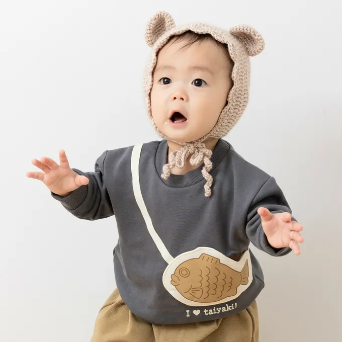 日本 Chil2 - 立體小包縮口長袖上衣-車車-水藍