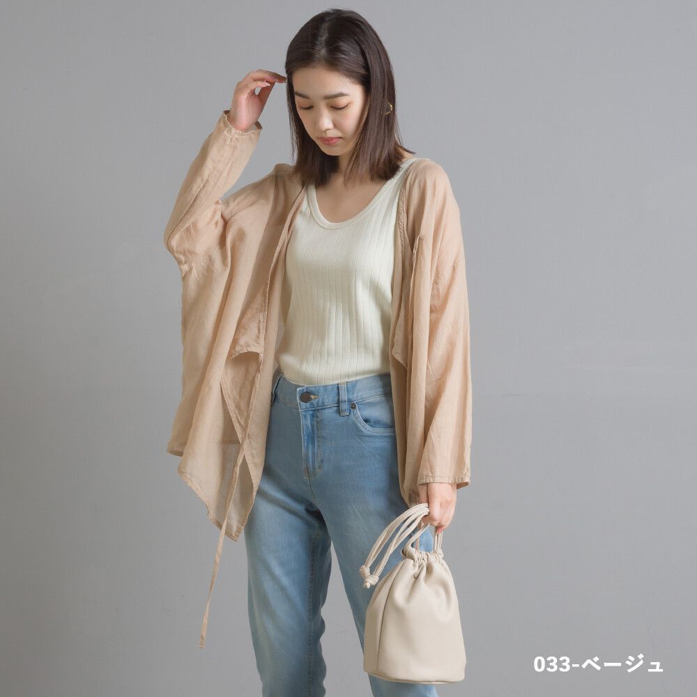 日本女裝代購 - 涼爽棉麻飄逸交叉綁帶小罩衫外套-白 (F)