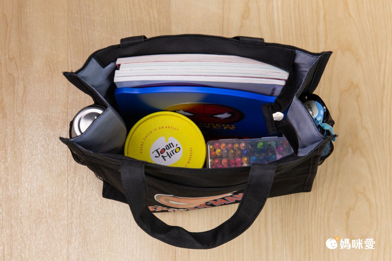 側邊網袋大容量手提補習/收納袋-卡通人物艾莎-淺藍色 (30*33*11cm)