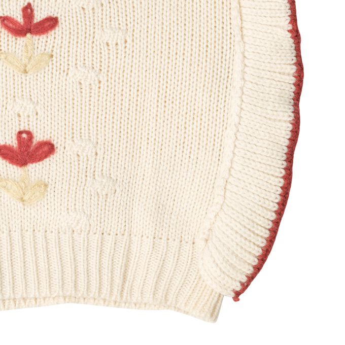 akachan honpo - 針織休閒上衣-荷葉邊-白色