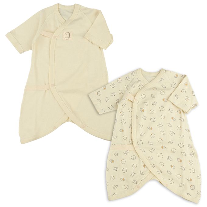 akachan honpo - 新生兒衣物8件組-有機棉-象牙白色