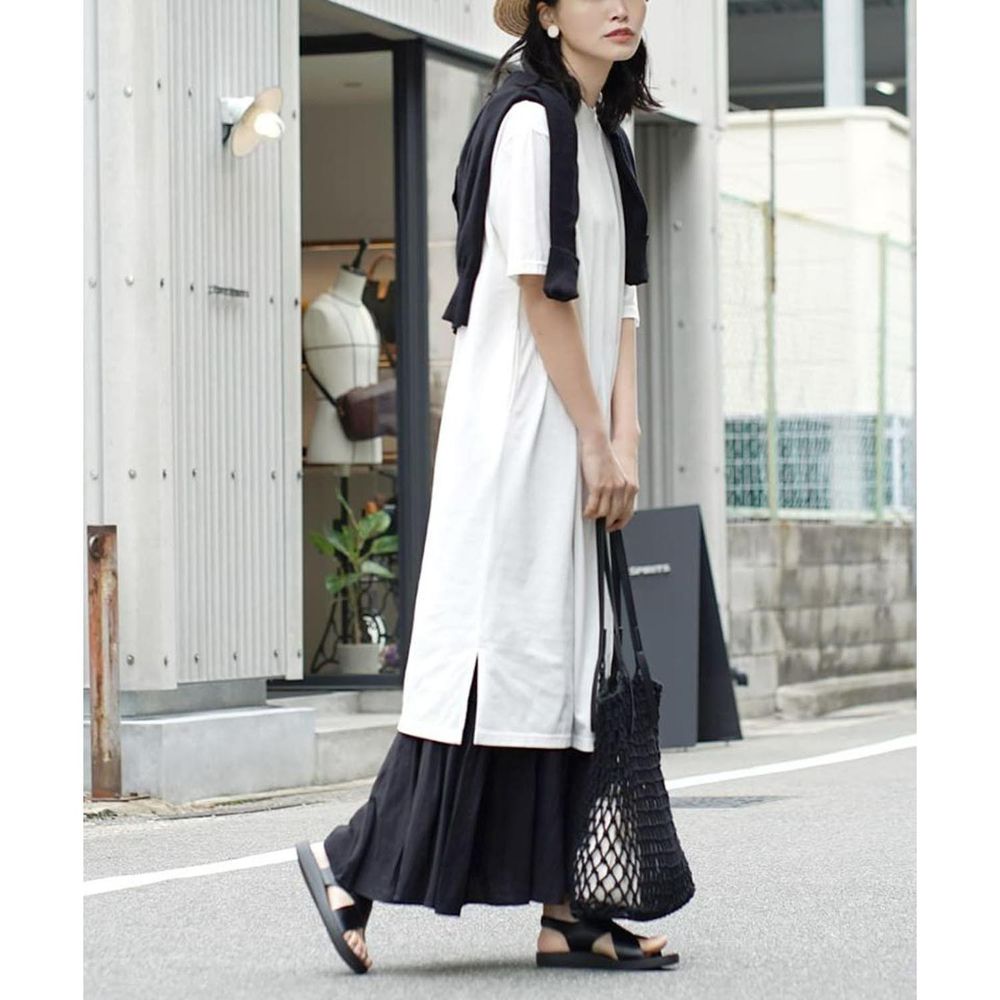 日本 zootie - Design+ 簡約透氣百搭短袖洋裝-白