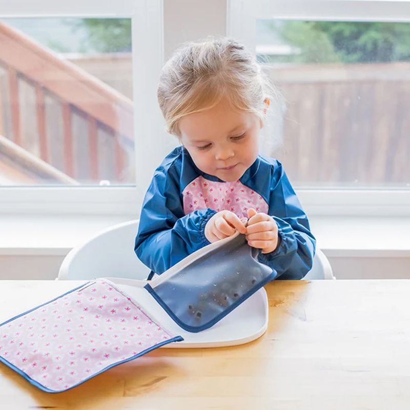 美國 green sprouts - 小綠芽可攜式零食袋、食物袋與小物收納袋(可攜帶固齒器/奶嘴) 兩入組-天鵝湖