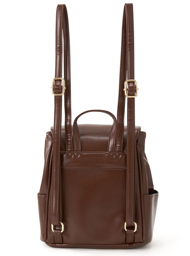 日本 GRL - 時尚皮質拉繩輕巧後背包-咖啡 (F)