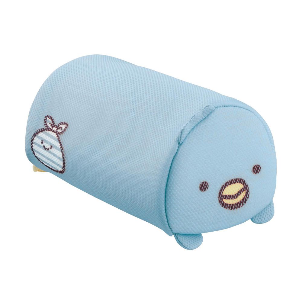 日本千趣會 - 角落生物 日本製圓筒洗衣網/衣物收納袋-企鵝與小裹布-藍 (16x26x14cm)