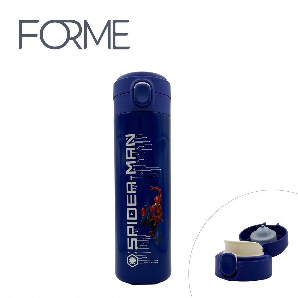 正版授權感溫不鏽鋼保溫 直飲彈跳隨身杯 /守護杯系列-蜘蛛人/藍 (500ml)