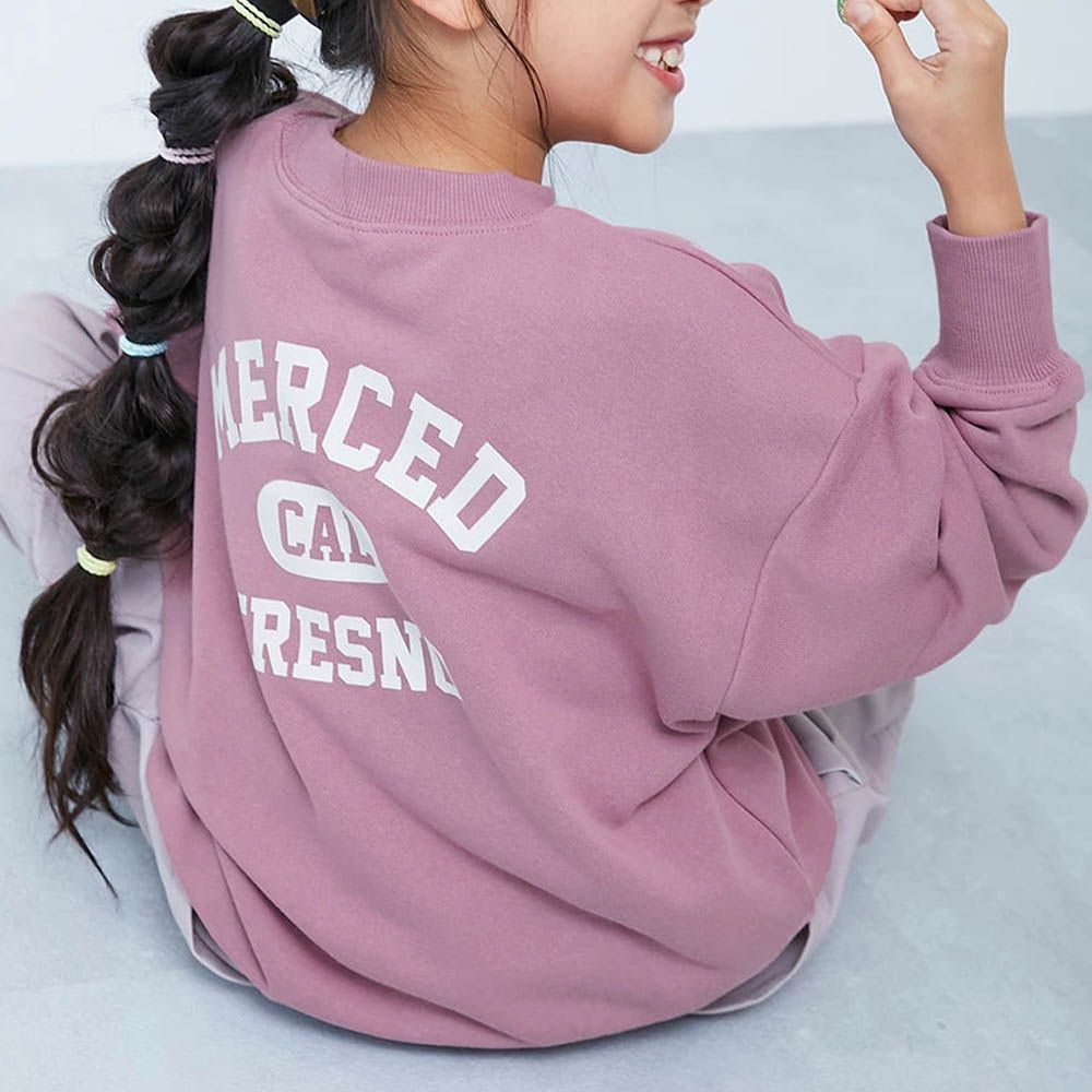 熱銷定番 印花縮口長袖上衣-MERCED-粉紫