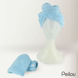 貝柔 Peilou - 超強十倍吸水超細纖維抗菌速乾髮帽-晴空藍 (47x25cm)