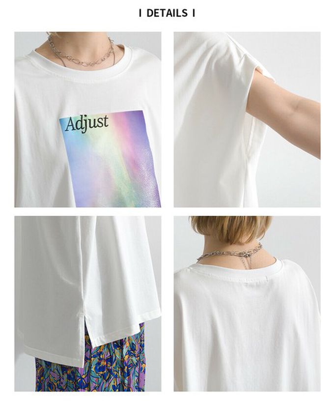 日本 le colis - 接觸冷感 光暈印花法式袖T恤-淺灰