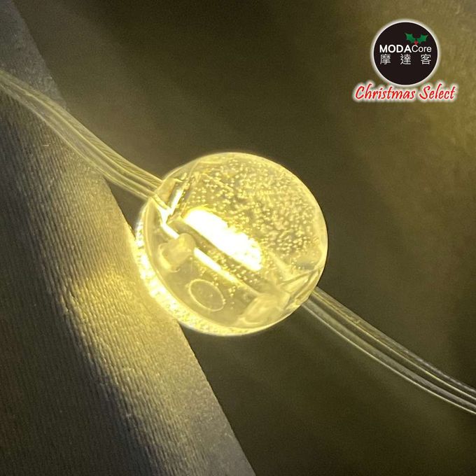 MODACore 摩達客 - 50燈LED皮線燈串(USB充電/圓珠-暖白光)5M-贈豆腐頭&遙控器