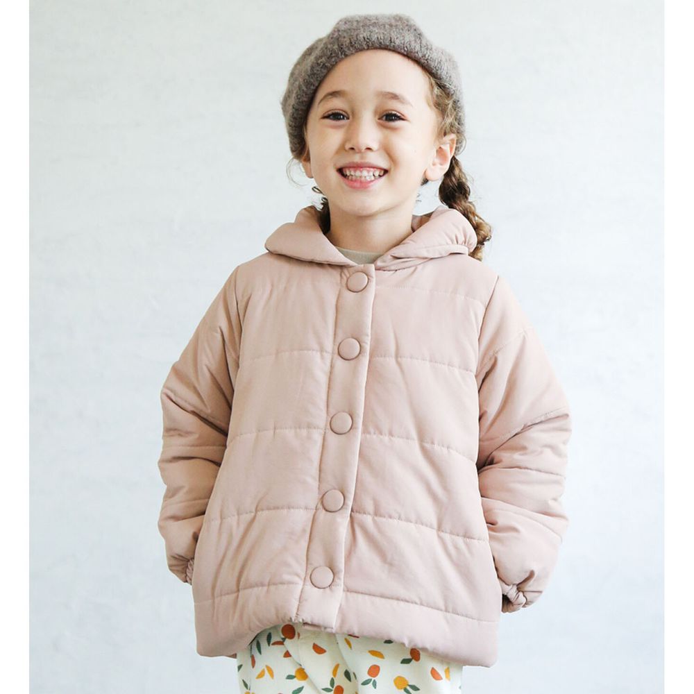 日本 PAIRMANON - 鋪棉裏起毛甜甜圈領保暖外套-粉紅