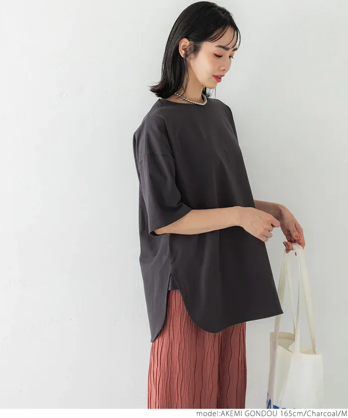 日本 COCA - 100%美國棉 透氣修臀長版上衣-白