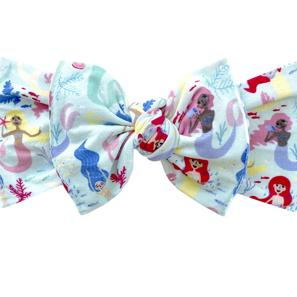 美國baby bling - 純手工極優雅細緻輕柔微彈性/毫無束縛感蝴蝶結髮帶/髮飾_印花經典款-人魚少女