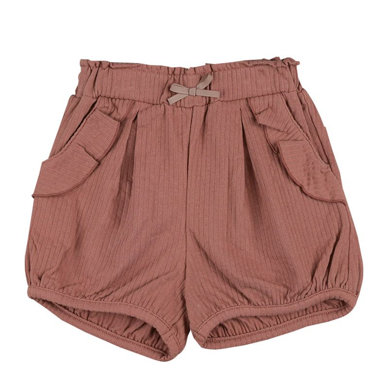 akachan honpo - 短褲 針織泡泡紗-咖啡色