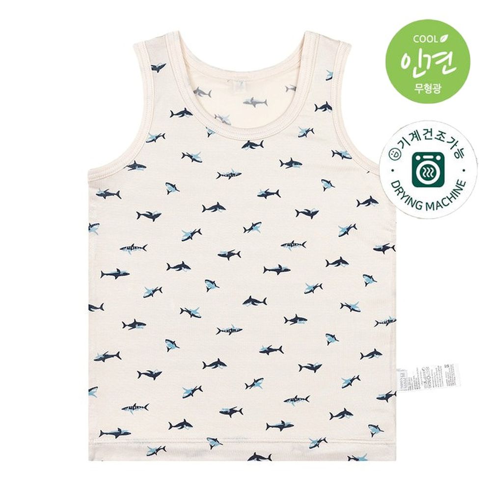 嫘縈涼感透氣背心內衣(男寶)-深藍鯊魚-米膚