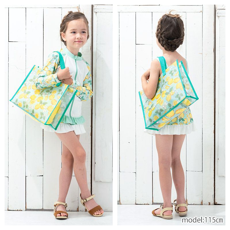 日本 ZOOLAND - 防水PVC手提袋/游泳包-E海洋風情-薄荷 (25x34x11cm)