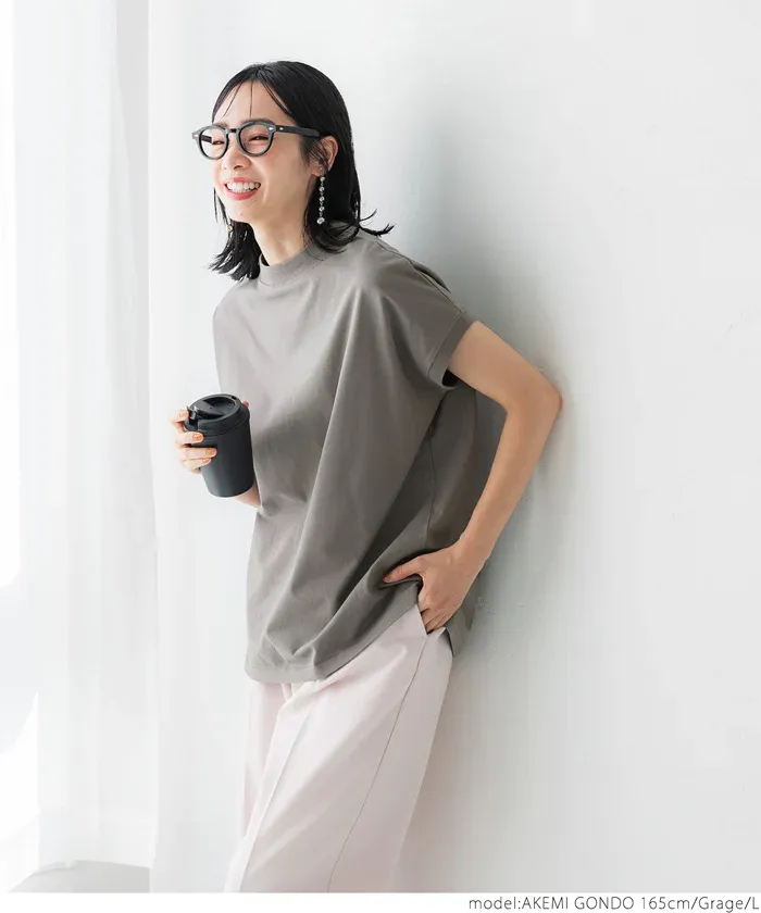 日本 COCA - 100%美國棉 厚磅短袖上衣-立領-黑