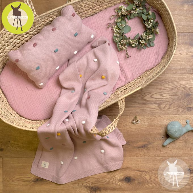 德國 Lassig - 有機棉嬰兒毯-薄荷彩點