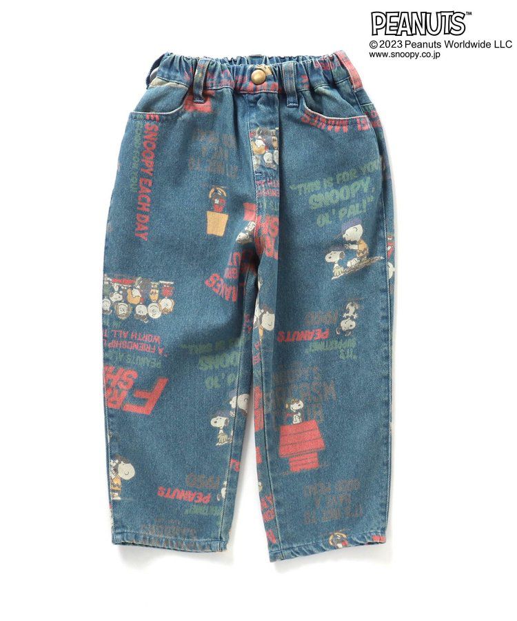 日本 BREEZE - SNOOPY聯名 滿版美式印花丹寧褲-牛仔藍