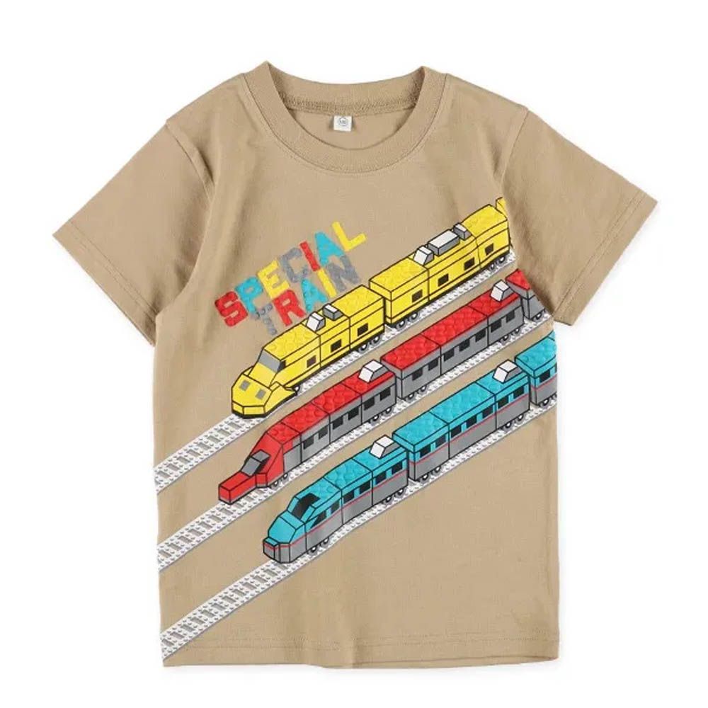 立體發泡印花短袖上衣-新幹線-棕