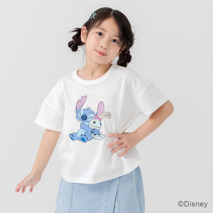 日本 Chil2 - 聯名款 100%純棉短袖上衣-卡通人物史迪奇九宮格-炭灰