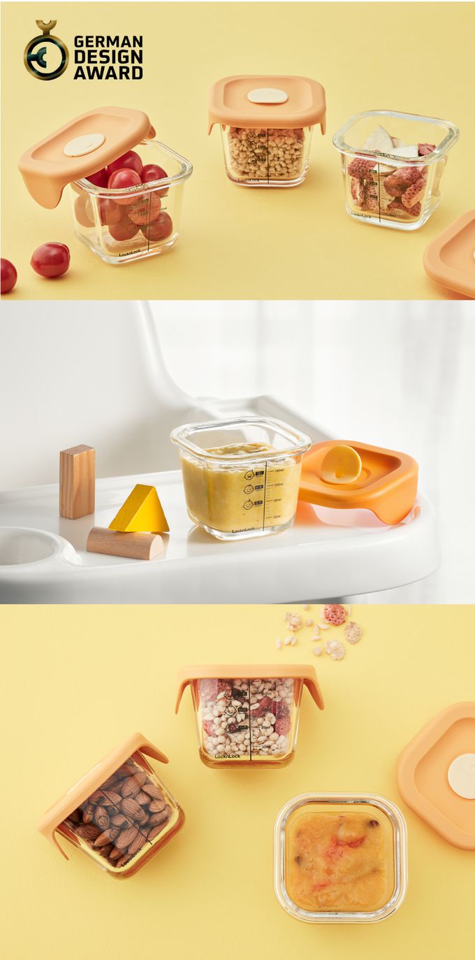 樂扣樂扣 - 增量版寶寶副食品保鮮盒+贈樂扣海綿刷兩入組-黃 (260ml)-兩入組