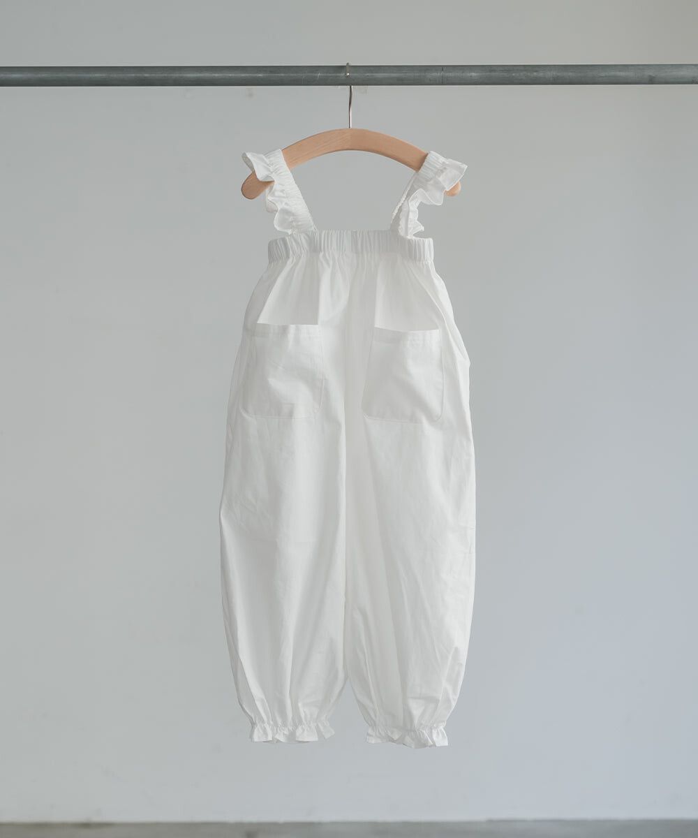 日本 riziere - 可愛荷葉澎澎燈籠吊帶褲-黑