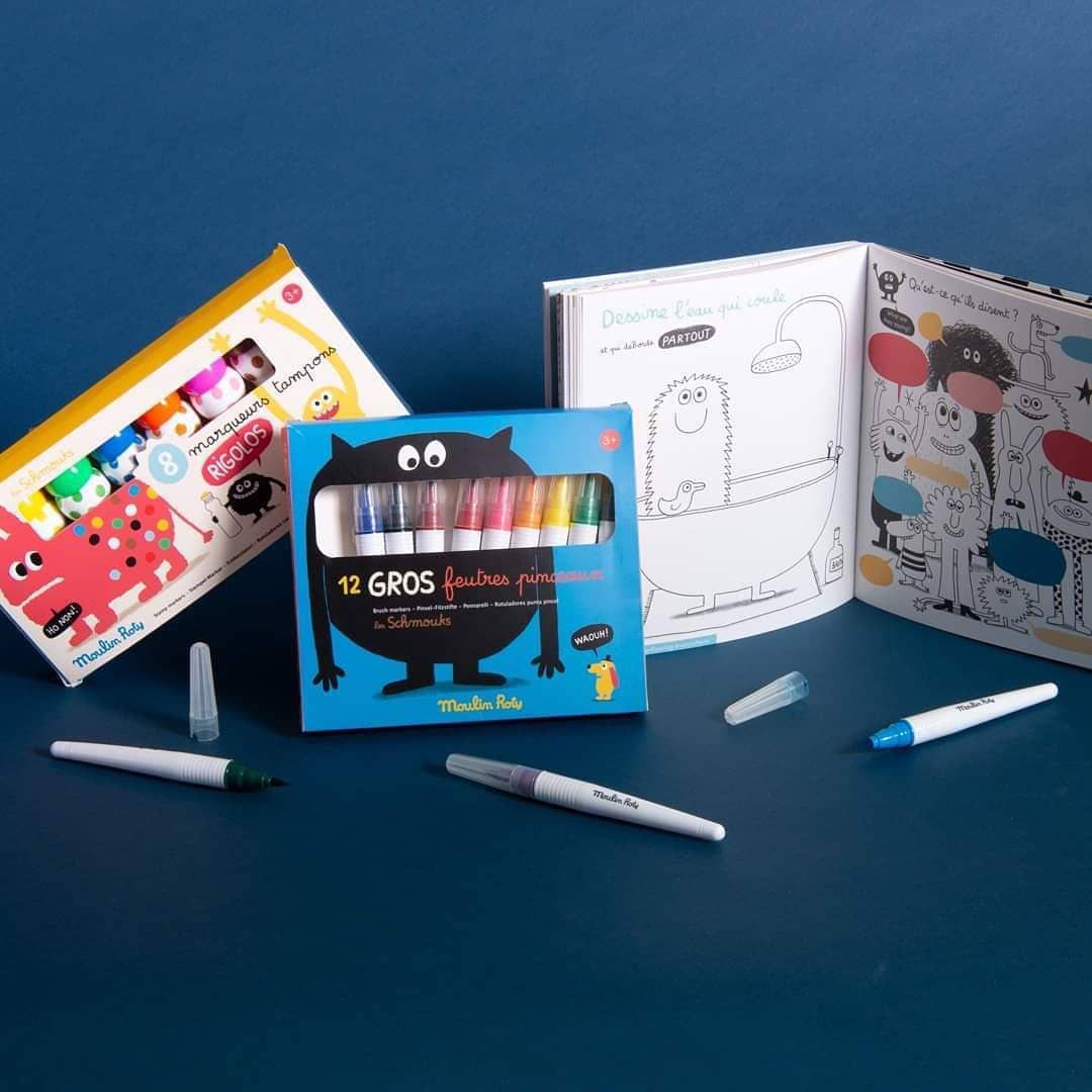 Moulin Roty - 彩繪軟毛畫筆(12色)-奇趣怪誕