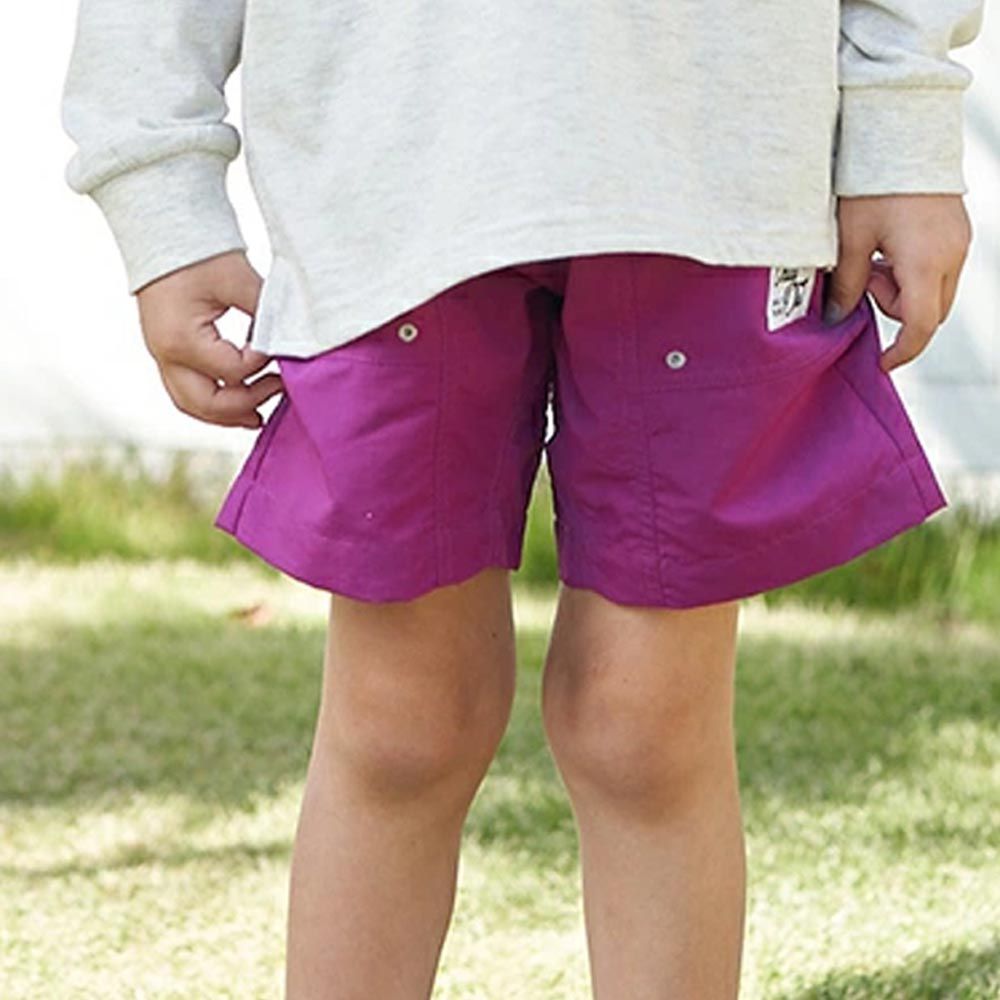 日本 b-ROOM - 潑水加工 休閒口袋4分短褲-莓果紫