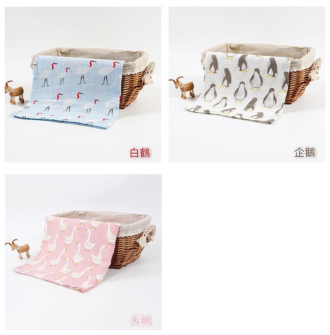 Muslin Tree - 動物印花雙層嬰兒紗布包巾/蓋被-白鶴 (120*120cm)