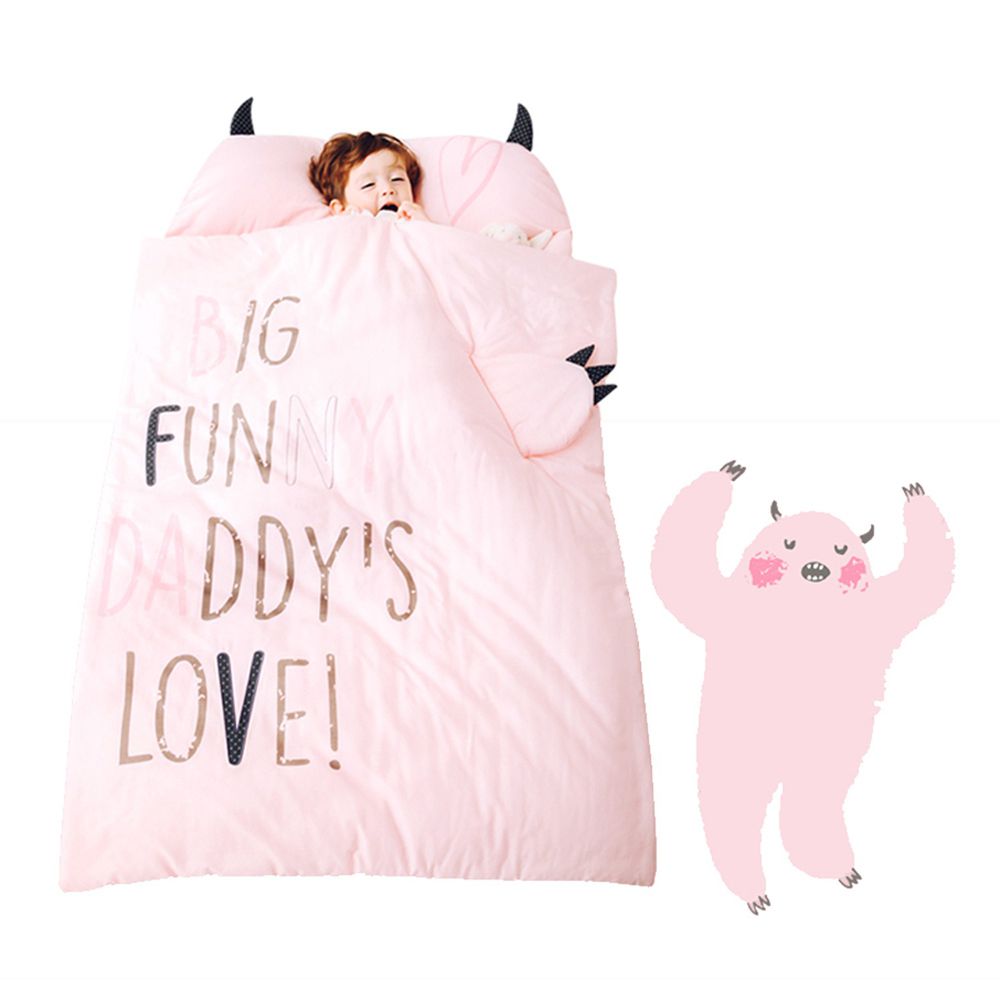 韓國Daby - 【2020年新款】大怪獸兒童睡袋+帆布收納袋-達比Daby(粉紅)